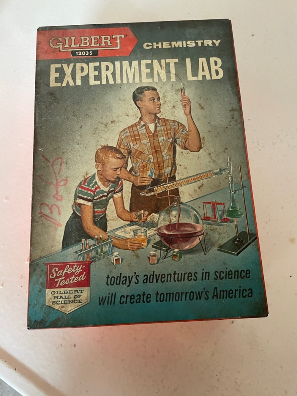 Gilbert Chemistry Experiment Lab Vintage Game Box - Blue/Red